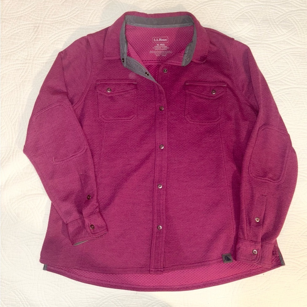 L.L. Bean Burgundy Button-Up Polartec Shirt XL Cold Weather Outdoor Adventure - Picture 2 of 5